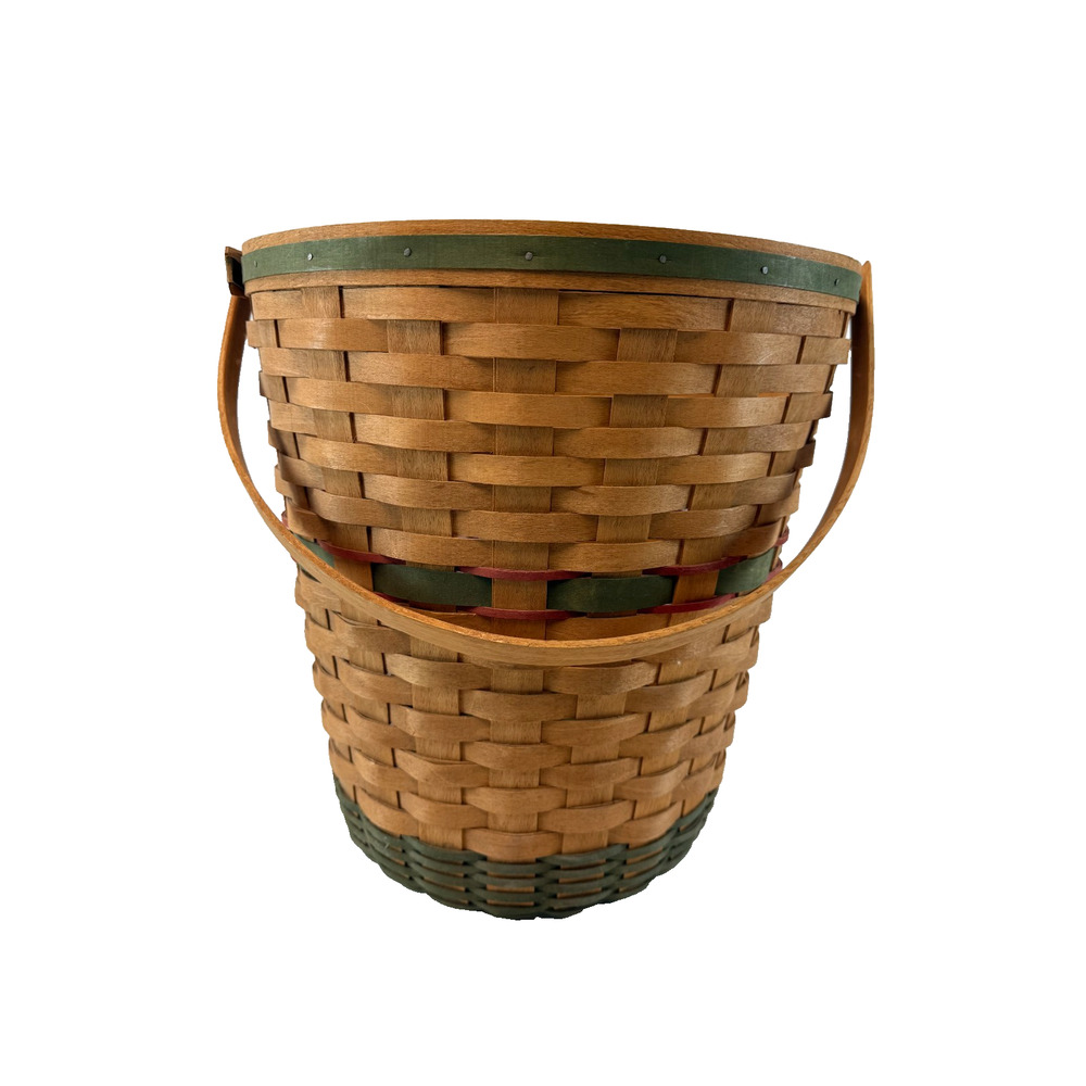 1991 Longaberger Holiday Hostess Basket Vintage Red/Green Trim 12.5"RD x 13.5"H